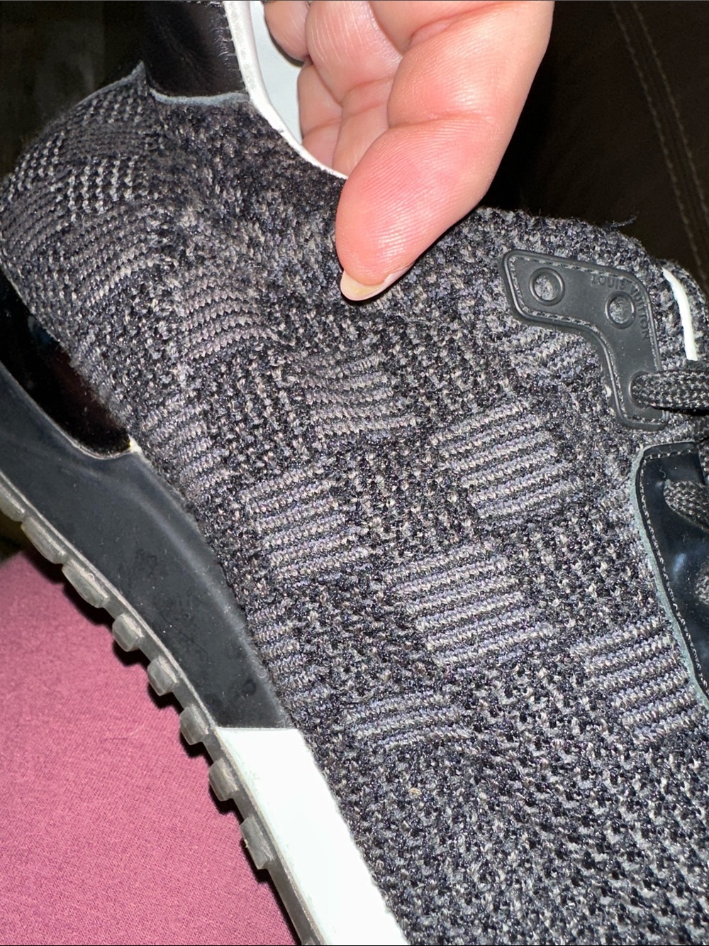 Louis Vuitton Black Knit Low-Top Sneakers with White Inner Trim - Picture 7 of 10